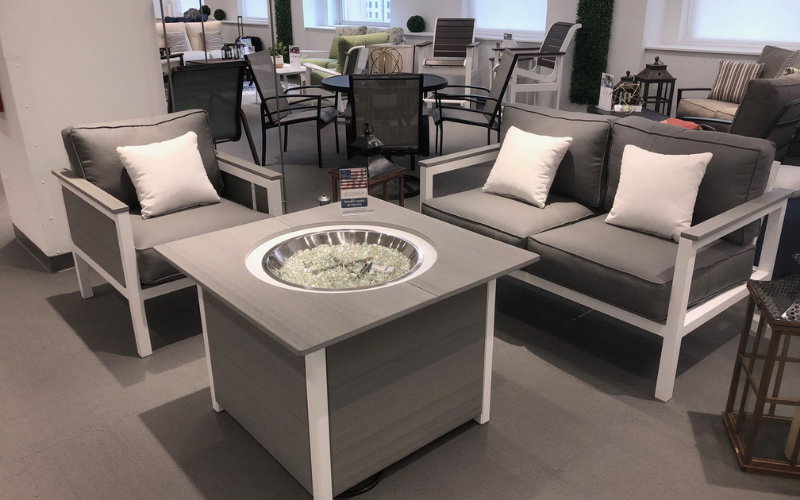 Windward Design Group’s Juno collection—which uses mixed materials and sports a contemporary look—is a new direction for the company. It comes in both dining and chat set options, and the chat set is available with or without the poly arms. windwarddesigngroup.com